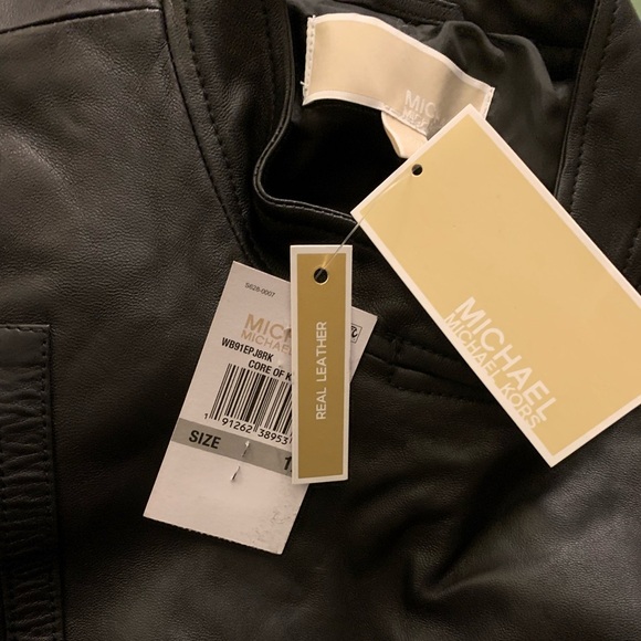 Michael Kors Real Leather Moto Jacket Asymmetrical Zip Black NWT $250 - 1X AS IS - Picture 14 of 16